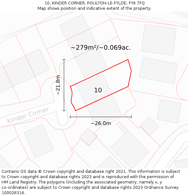 10, KINDER CORNER, POULTON-LE-FYLDE, FY6 7FQ: Plot and title map