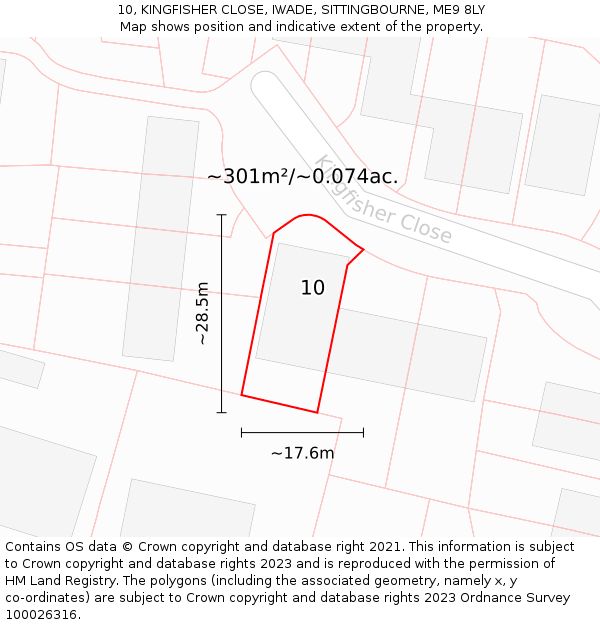 10, KINGFISHER CLOSE, IWADE, SITTINGBOURNE, ME9 8LY: Plot and title map