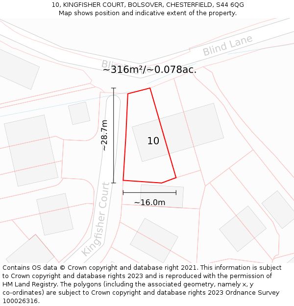 10, KINGFISHER COURT, BOLSOVER, CHESTERFIELD, S44 6QG: Plot and title map