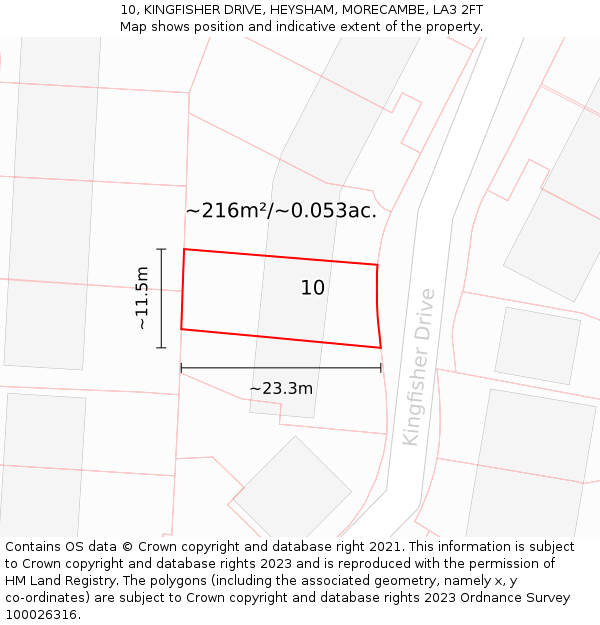 10, KINGFISHER DRIVE, HEYSHAM, MORECAMBE, LA3 2FT: Plot and title map