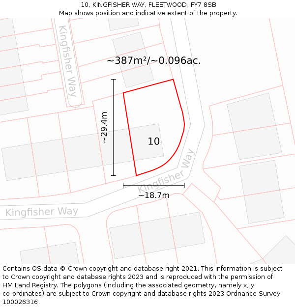 10, KINGFISHER WAY, FLEETWOOD, FY7 8SB: Plot and title map