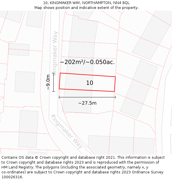 10, KINGMAKER WAY, NORTHAMPTON, NN4 8QL: Plot and title map