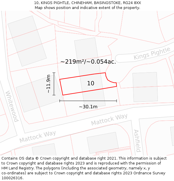 10, KINGS PIGHTLE, CHINEHAM, BASINGSTOKE, RG24 8XX: Plot and title map