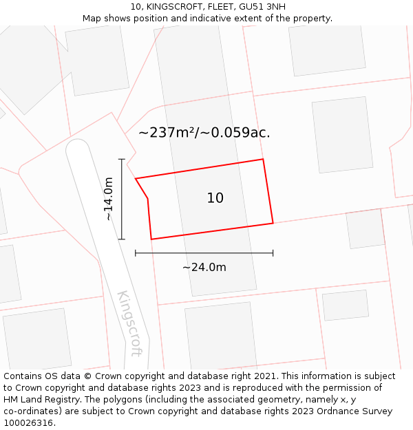 10, KINGSCROFT, FLEET, GU51 3NH: Plot and title map