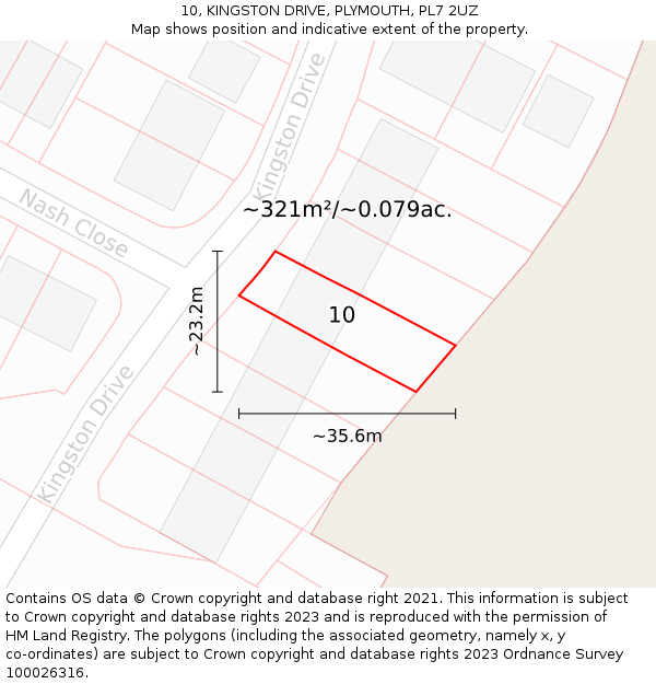 10, KINGSTON DRIVE, PLYMOUTH, PL7 2UZ: Plot and title map