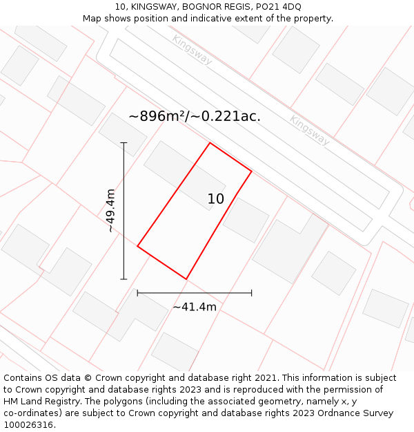 10, KINGSWAY, BOGNOR REGIS, PO21 4DQ: Plot and title map