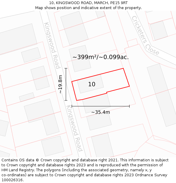 10, KINGSWOOD ROAD, MARCH, PE15 9RT: Plot and title map