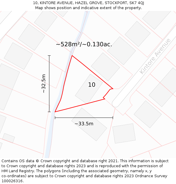 10, KINTORE AVENUE, HAZEL GROVE, STOCKPORT, SK7 4QJ: Plot and title map