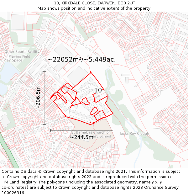 10, KIRKDALE CLOSE, DARWEN, BB3 2UT: Plot and title map