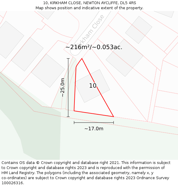 10, KIRKHAM CLOSE, NEWTON AYCLIFFE, DL5 4RS: Plot and title map