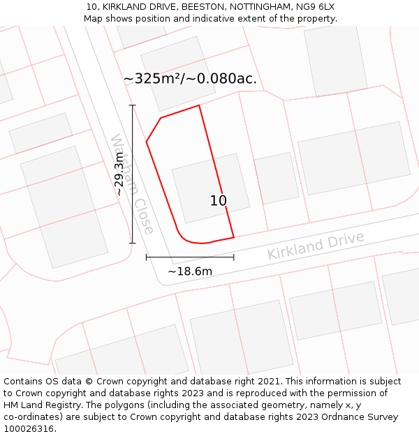 10, KIRKLAND DRIVE, BEESTON, NOTTINGHAM, NG9 6LX: Plot and title map