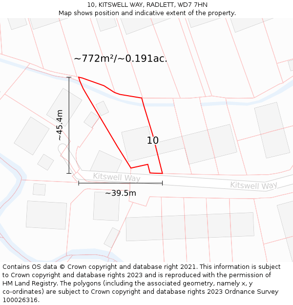 10, KITSWELL WAY, RADLETT, WD7 7HN: Plot and title map