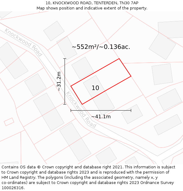10, KNOCKWOOD ROAD, TENTERDEN, TN30 7AP: Plot and title map