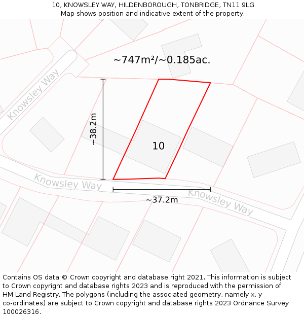 10, KNOWSLEY WAY, HILDENBOROUGH, TONBRIDGE, TN11 9LG: Plot and title map