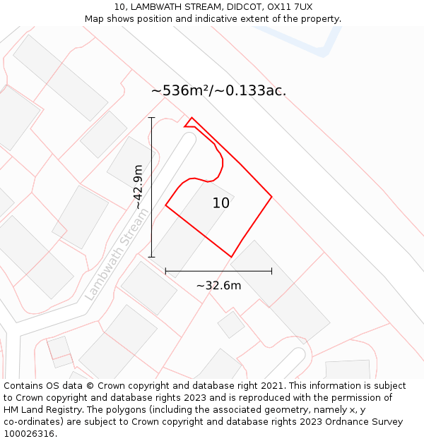 10, LAMBWATH STREAM, DIDCOT, OX11 7UX: Plot and title map