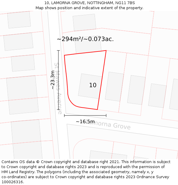 10, LAMORNA GROVE, NOTTINGHAM, NG11 7BS: Plot and title map