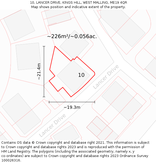 10, LANCER DRIVE, KINGS HILL, WEST MALLING, ME19 4QR: Plot and title map
