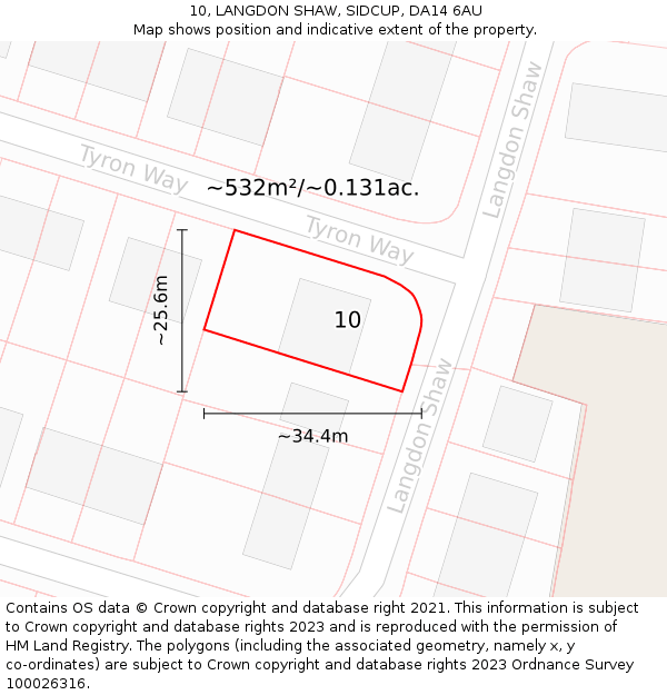 10, LANGDON SHAW, SIDCUP, DA14 6AU: Plot and title map