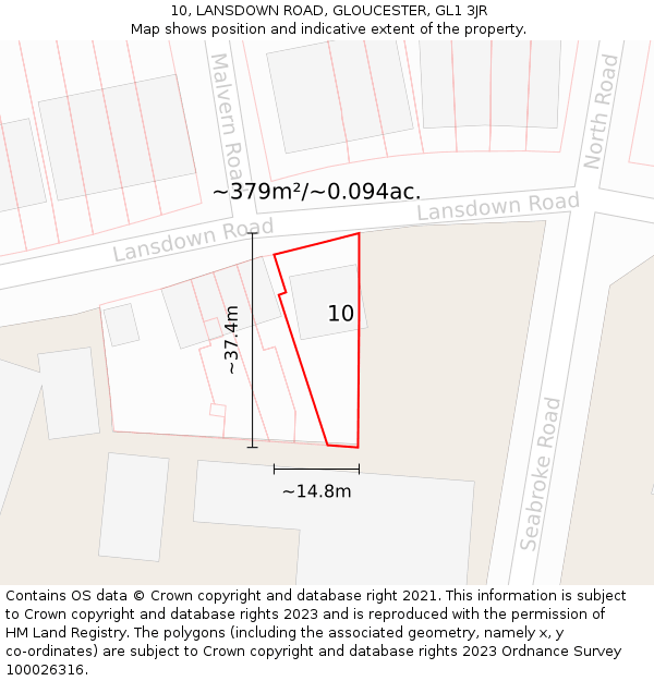 10, LANSDOWN ROAD, GLOUCESTER, GL1 3JR: Plot and title map