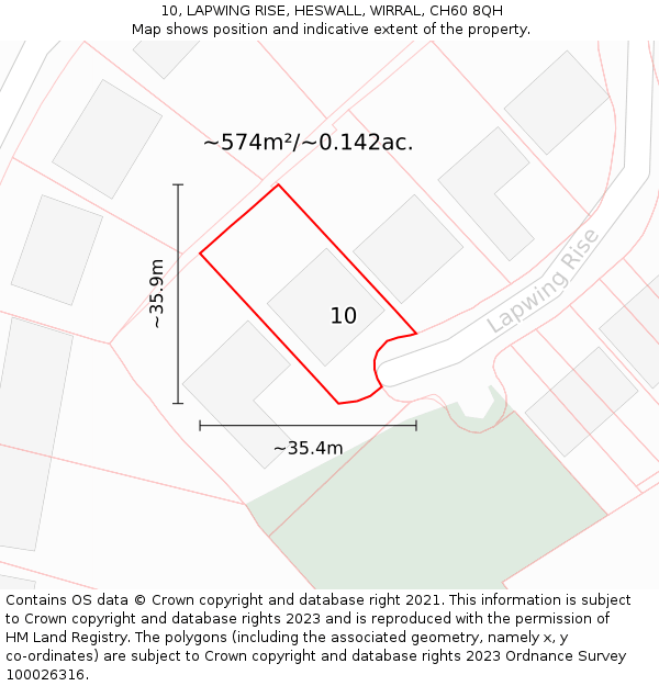 10, LAPWING RISE, HESWALL, WIRRAL, CH60 8QH: Plot and title map