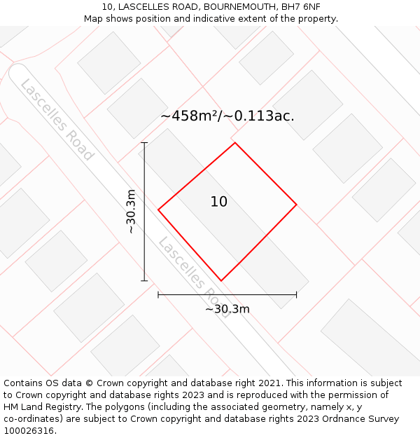 10, LASCELLES ROAD, BOURNEMOUTH, BH7 6NF: Plot and title map