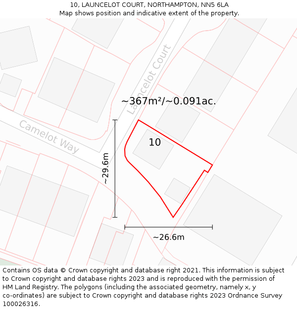 10, LAUNCELOT COURT, NORTHAMPTON, NN5 6LA: Plot and title map