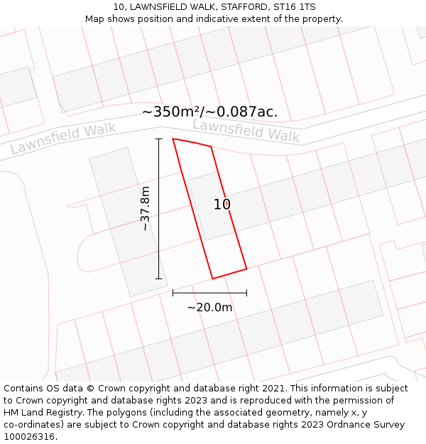 10, LAWNSFIELD WALK, STAFFORD, ST16 1TS: Plot and title map