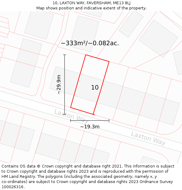 10, LAXTON WAY, FAVERSHAM, ME13 8LJ: Plot and title map