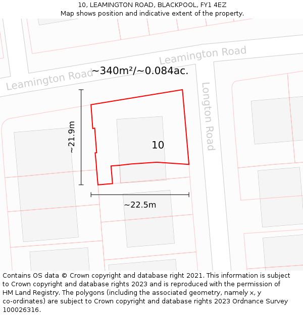 10, LEAMINGTON ROAD, BLACKPOOL, FY1 4EZ: Plot and title map