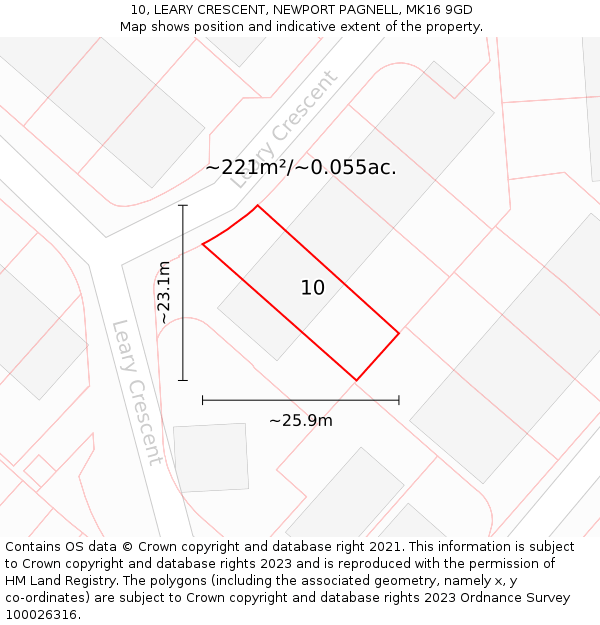 10, LEARY CRESCENT, NEWPORT PAGNELL, MK16 9GD: Plot and title map