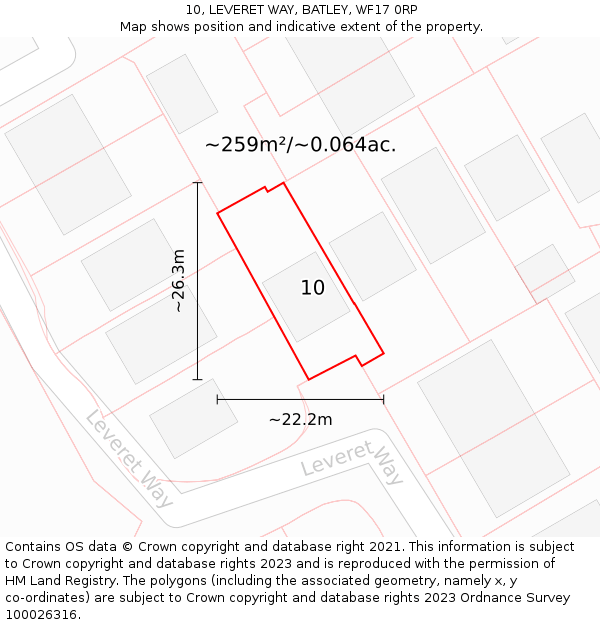 10, LEVERET WAY, BATLEY, WF17 0RP: Plot and title map