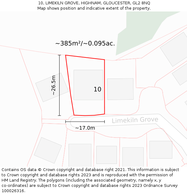 10, LIMEKILN GROVE, HIGHNAM, GLOUCESTER, GL2 8NQ: Plot and title map