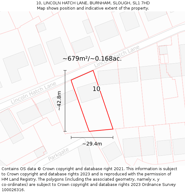 10, LINCOLN HATCH LANE, BURNHAM, SLOUGH, SL1 7HD: Plot and title map