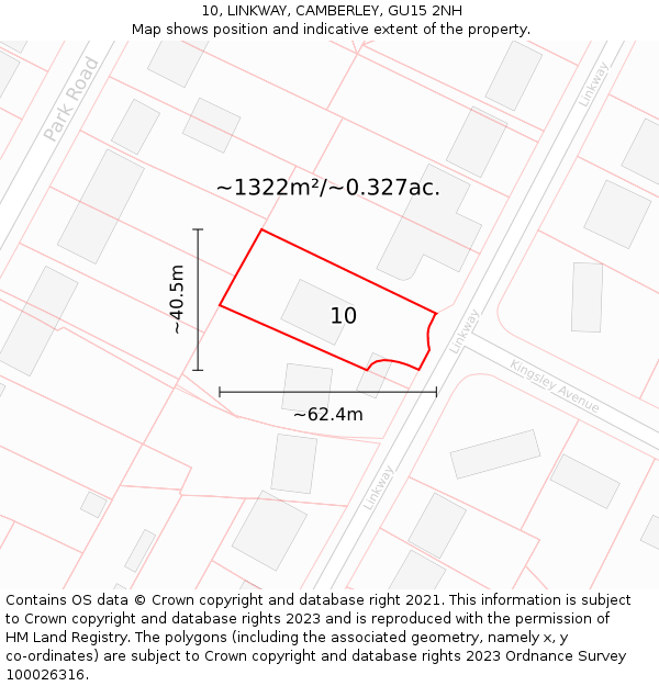 10, LINKWAY, CAMBERLEY, GU15 2NH: Plot and title map