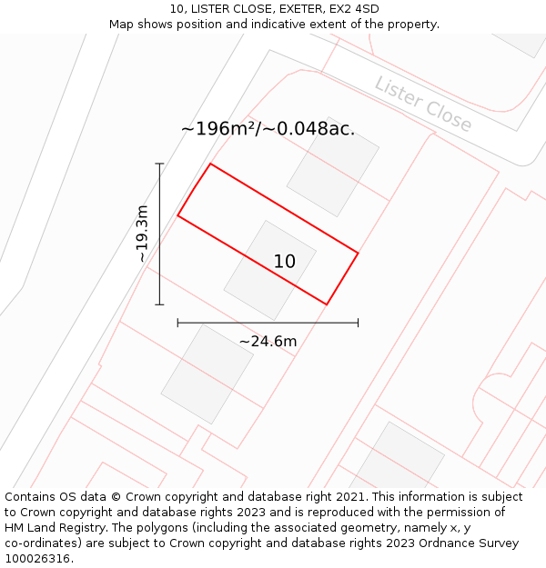 10, LISTER CLOSE, EXETER, EX2 4SD: Plot and title map