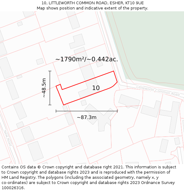 10, LITTLEWORTH COMMON ROAD, ESHER, KT10 9UE: Plot and title map