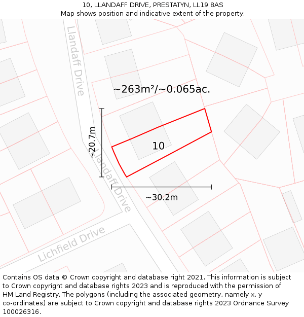 10, LLANDAFF DRIVE, PRESTATYN, LL19 8AS: Plot and title map