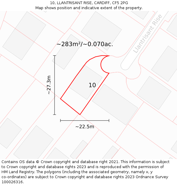 10, LLANTRISANT RISE, CARDIFF, CF5 2PG: Plot and title map