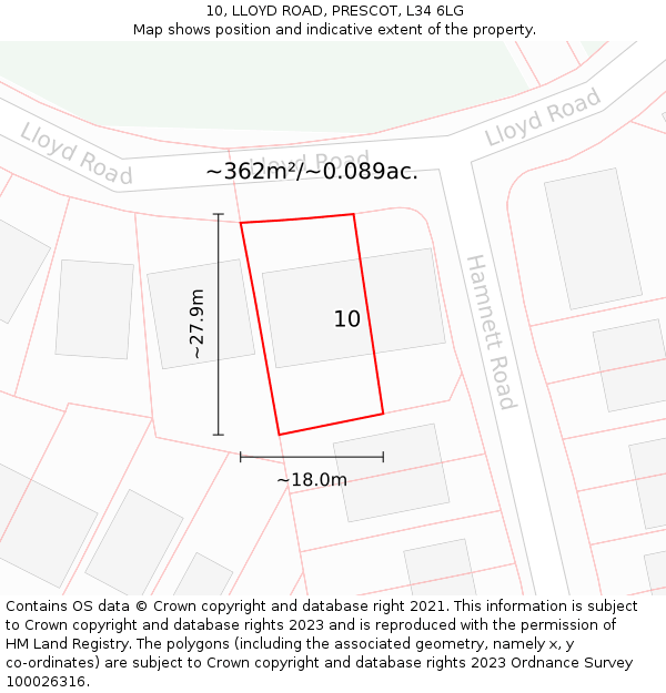 10, LLOYD ROAD, PRESCOT, L34 6LG: Plot and title map