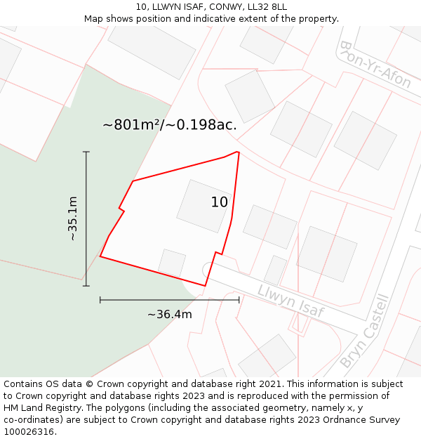 10, LLWYN ISAF, CONWY, LL32 8LL: Plot and title map
