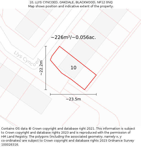 10, LLYS CYNCOED, OAKDALE, BLACKWOOD, NP12 0NQ: Plot and title map