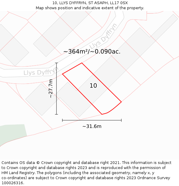 10, LLYS DYFFRYN, ST ASAPH, LL17 0SX: Plot and title map