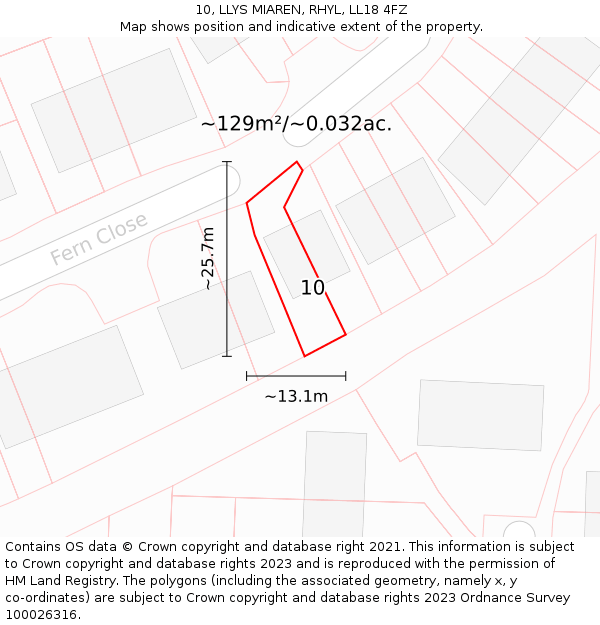 10, LLYS MIAREN, RHYL, LL18 4FZ: Plot and title map