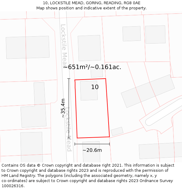 10, LOCKSTILE MEAD, GORING, READING, RG8 0AE: Plot and title map