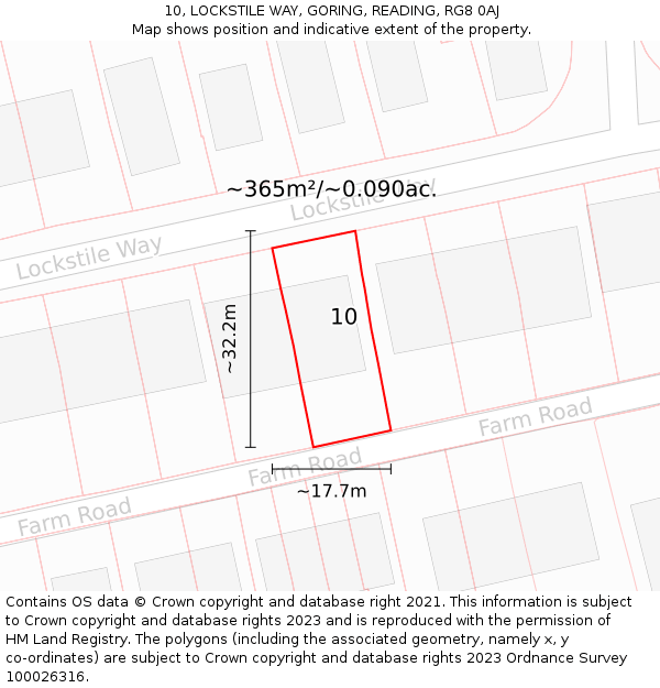 10, LOCKSTILE WAY, GORING, READING, RG8 0AJ: Plot and title map