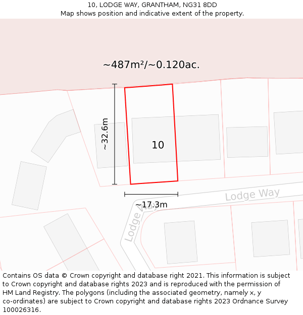 10, LODGE WAY, GRANTHAM, NG31 8DD: Plot and title map