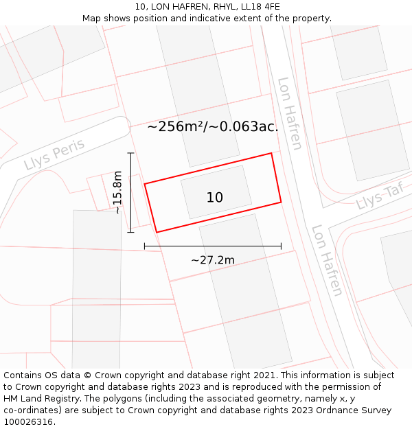 10, LON HAFREN, RHYL, LL18 4FE: Plot and title map