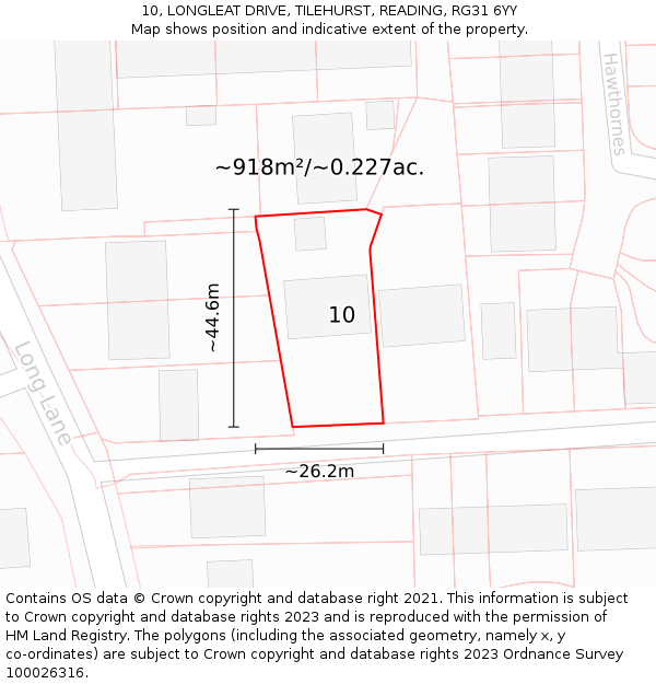 10, LONGLEAT DRIVE, TILEHURST, READING, RG31 6YY: Plot and title map