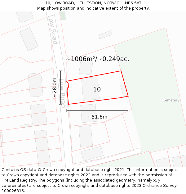 10, LOW ROAD, HELLESDON, NORWICH, NR6 5AT: Plot and title map