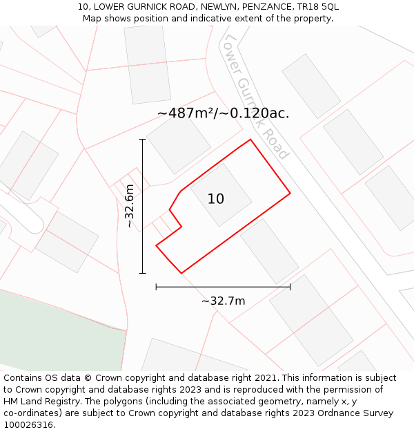 10, LOWER GURNICK ROAD, NEWLYN, PENZANCE, TR18 5QL: Plot and title map